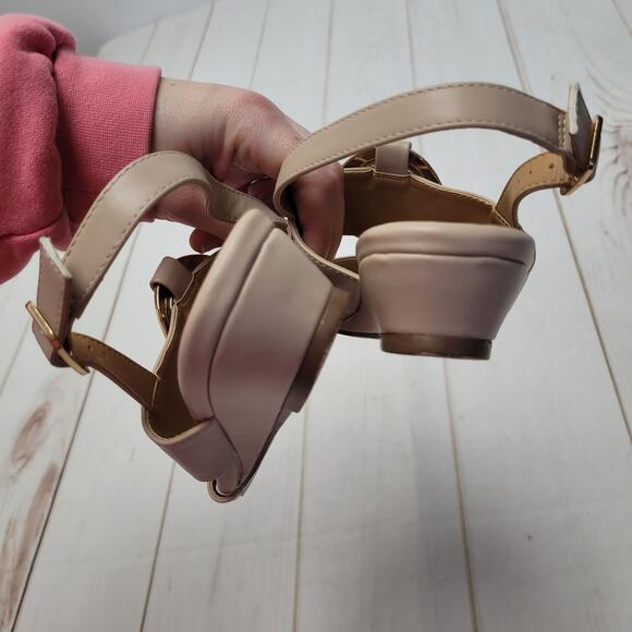 Comfortview nude Rosetta mini wedge sandals wide width - Picture 3 of 5